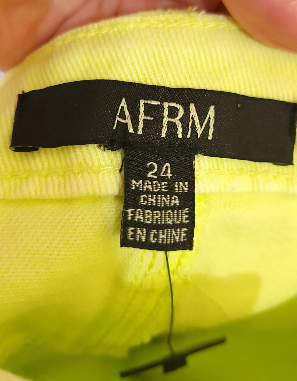 AFRM Oden High Rise Wide‎ Leg Jeans Faded Neon Yellow Distressed Size 24 NWT